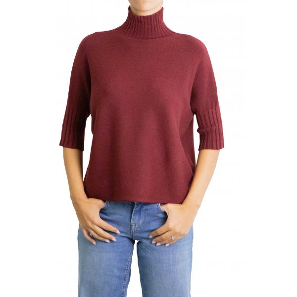 Maglioncino tinta unita collo alto manica 3/4 